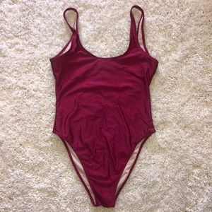 Wine Red Retro Swimsuit